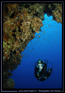 Diving the caves in Dahab... :O) by Michel Lonfat 